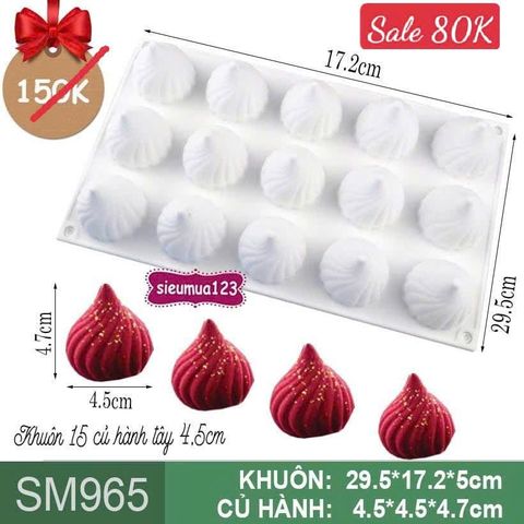 Khuôn mousse silicon 15 củ hành tây 4,5cm ( SM965 ) còn 3 cái