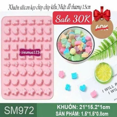 Khuôn silicon kẹo chip chip kiểu Nhật dễ thương 1,5cm ( SM972 )