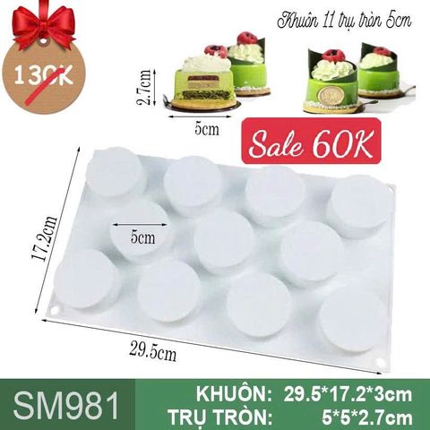 Khuôn mousse silicon 11 trụ tròn 5cm ( SM981 ) còn 1 cái