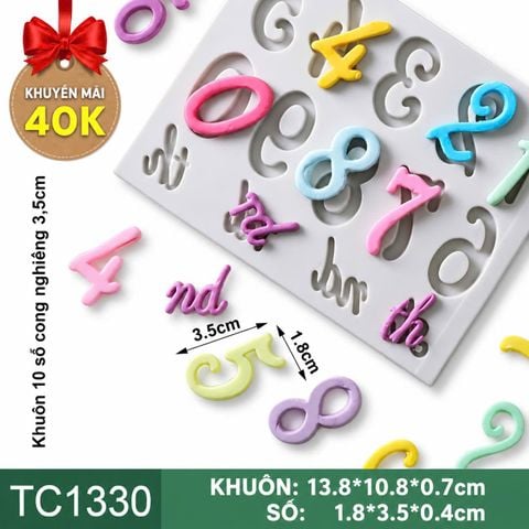 Khuôn silicon 10 số cong nghiêng 3,5cm ( TC1330 )