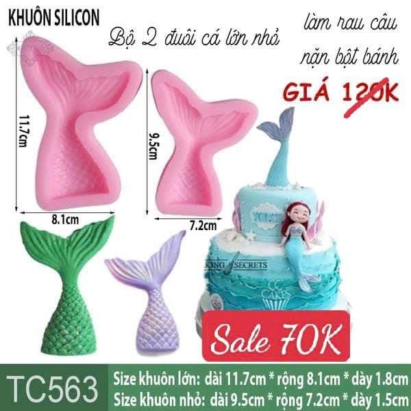 Khuôn silicon bộ 2 đuôi cá lớn 10cm và nhỏ 8,5cm ( TC563 )