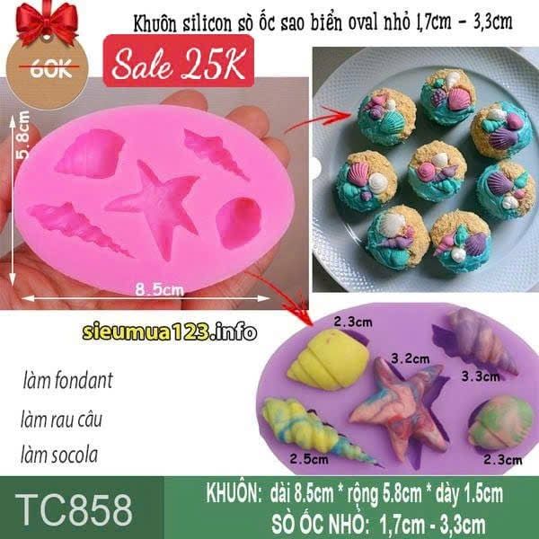 Khuôn silicon con sò ốc sao biển oval nhỏ 1,7cm - 3,3cm ( TC858 )