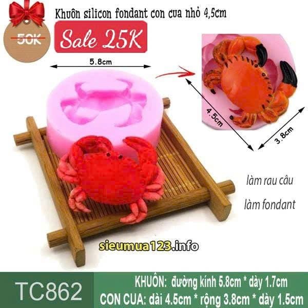 Khuôn silicon làm fondant con cua nhỏ 4,5cm ( TC862 )