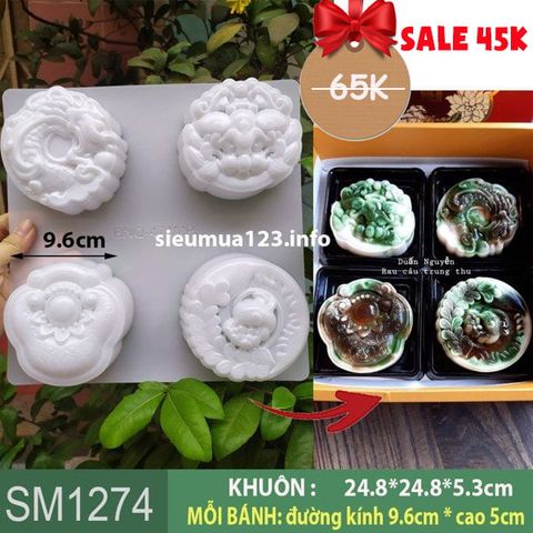 Khuôn rau câu trung thu Lân Rồng Ngọc Phụng bằng nhựa mỏng ( SM1274 )