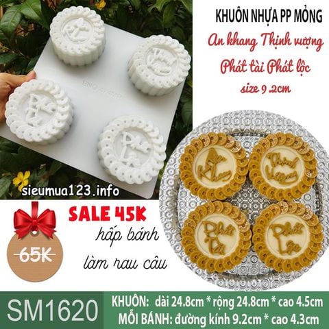 Khuôn rau câu An Khang Thịnh Vượng Phát Tài Phát Lộc size 9,5cm bằng nhựa mỏng ( SM1620 )