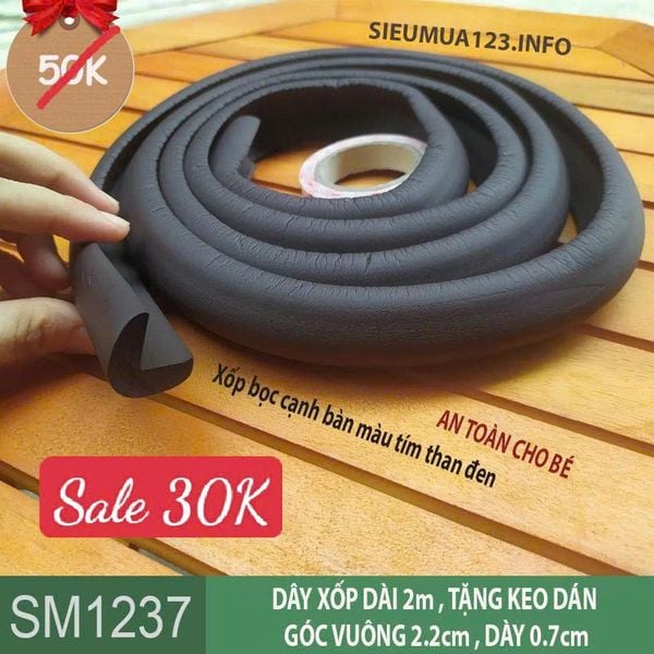 Cuộn xốp bọc cạnh bàn dài 2m màu tím than đen ( SM1237 )