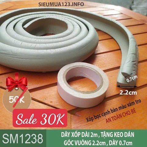 Cuộn xốp bọc cạnh bàn dài 2m màu xám tro ( SM1238 )
