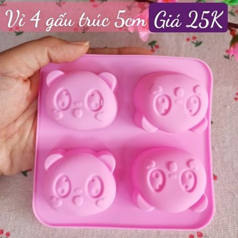 Khuôn silicon 4 gấu trúc 5cm ( SM1881 ) mẫu 2024