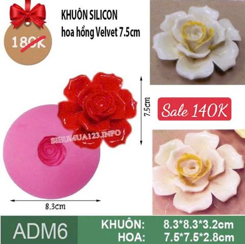 Khuôn silicon Hoa Hồng Đỏ Velvet 7,5cm làm rau câu ( ADM6 )