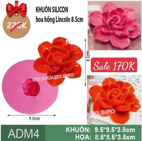Khuôn silicon Hoa Hồng Đỏ Lincoln 8,5cm làm rau câu ( ADM4 )