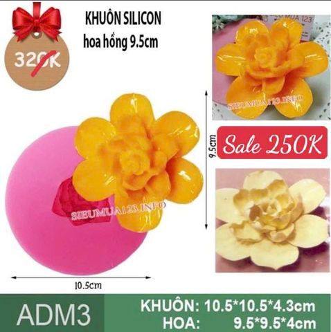 Khuôn silicon hoa hồng vàng 9,5cm làm rau câu ( ADM3 )