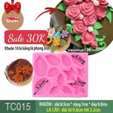 Khuôn silicon làm thạch rau câu 10 Chiếc Lá Hồng Lá Phong ( TC015 )