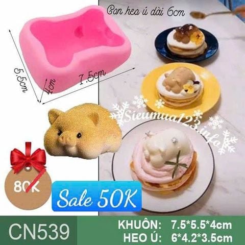 Khuôn silicon làm rau câu con heo ú 6cm ( CN539 )