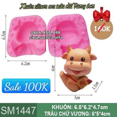Khuôn silicon làm rau câu con trâu chữ Vượng 6cm ( SM1447 )
