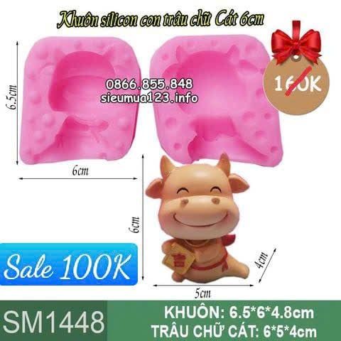 Khuôn silicon làm rau câu con trâu chữ Cát 6cm ( SM1448 )