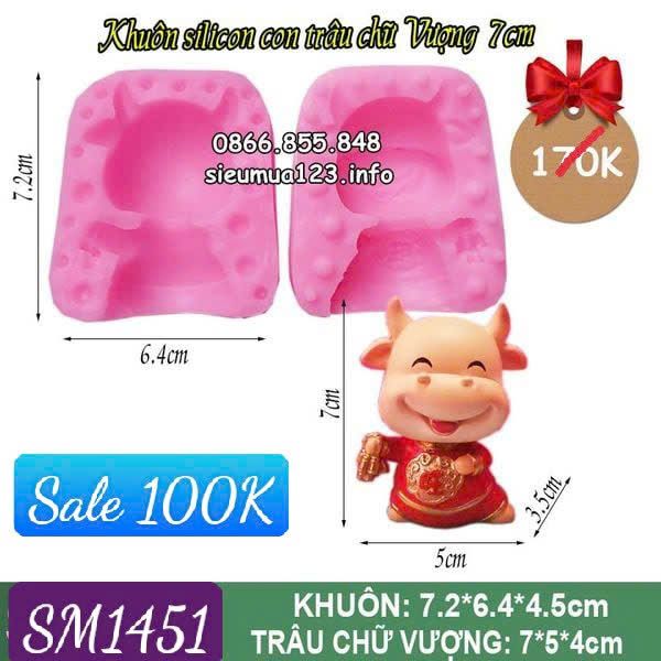 Khuôn silicon làm rau câu con trâu chữ Vượng màu đỏ 7cm ( SM1451 )