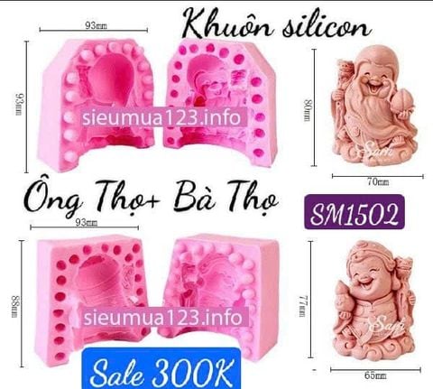 Khuôn silicon ông thọ bà thọ size to 6cm*8cm làm rau câu ( SM1502 )