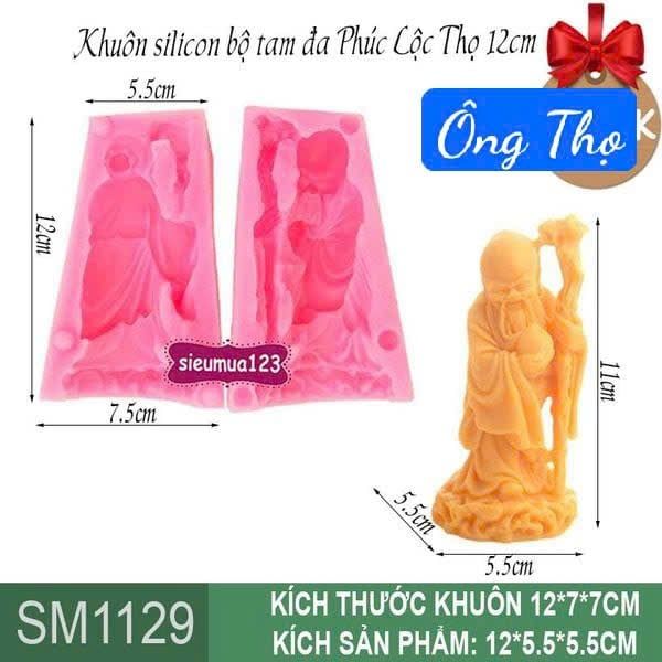 Khuôn Silicon bộ tam đa Ông Phúc Ông Lộc Ông Thọ 12cm ( SM1129 )