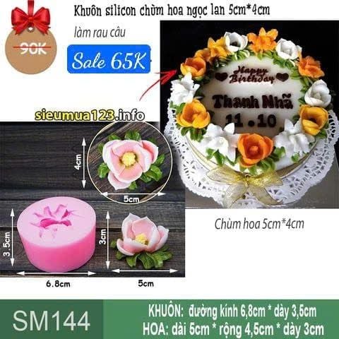 Khuôn silicon làm rau câu chùm hoa ngọc lan 5cm ( SM144 ) làm rau câu
