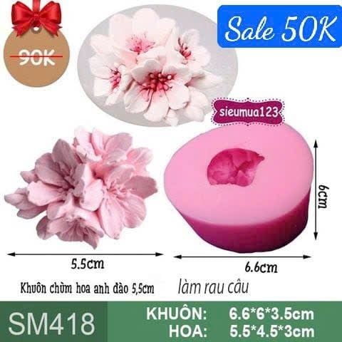 Khuôn silicon chùm hoa anh đào 5,5cm ( SM418 ) làm rau câu