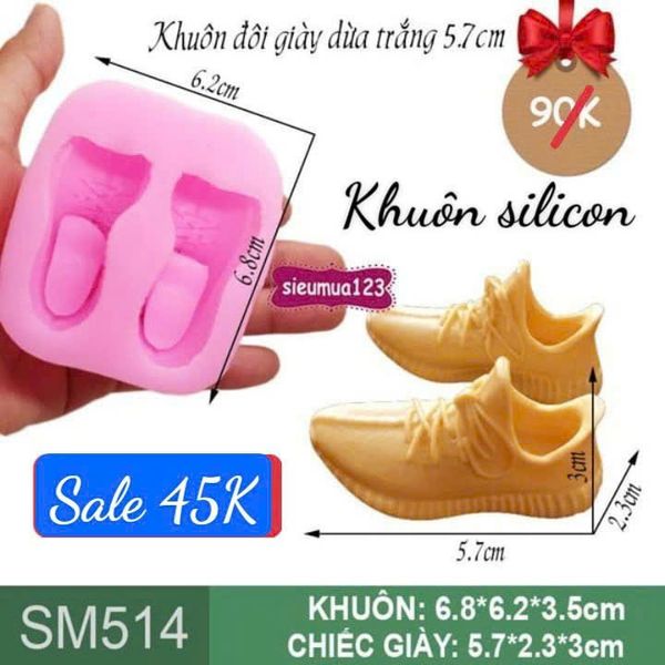 Khuôn silicon đôi giày dừa trắng 5,7cm ( SM514 )