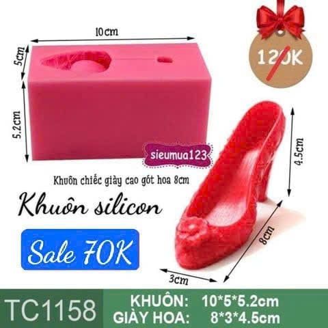 Khuôn rau câu chiếc giày cao gót hoa 8cm ( TC1158 )