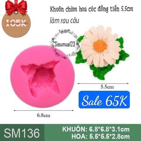Khuôn silicon làm rau câu chùm hoa cúc đồng tiền 5,5cm ( SM136 )