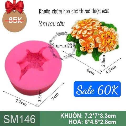 Khuôn silicon chùm hoa cúc thược dược 6cm ( SM146 )