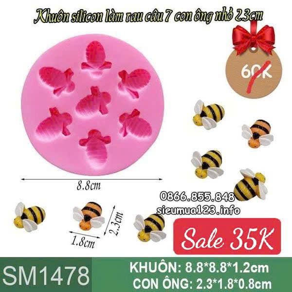 Khuôn silicon làm rau câu 7 con ong 2,3cm ( SM1478 )