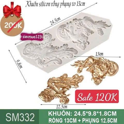 Khuôn silicon con rồng phụng to 13cm ( SM332 )