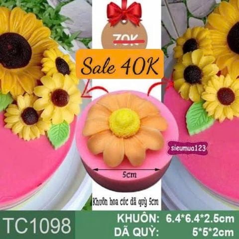 Khuôn rau câu silicon hoa cúc dã quỳ 5cm ( TC1098 )