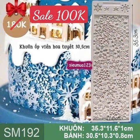 Khuôn silicon ốp viền hoa tuyết giáng sinh 30,5cm ( SM192 )