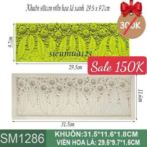 Khuôn silicon ốp viền hoa lá xanh dài 29,5cm ( SM1286 )