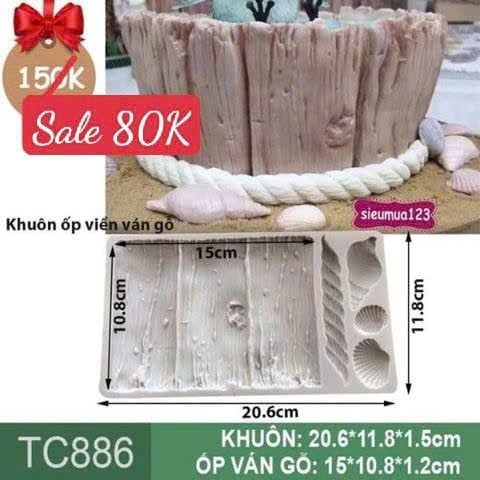 Khuôn silicon ốp viền ván gỗ dây thừng sò biển 15cm ( TC886 )