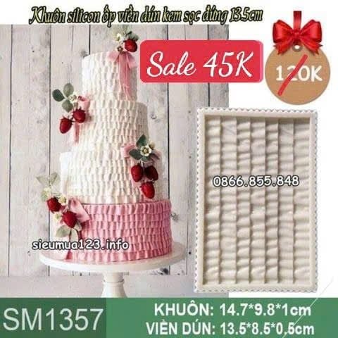 Khuôn silicon ốp viền dún kem sọc đứng 13,5cm ( SM1357 )