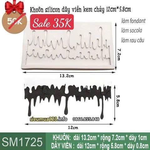 Khuôn silicon dây viền kem chảy 12cm*5.8cm ( SM1725 ) mẫu 2024