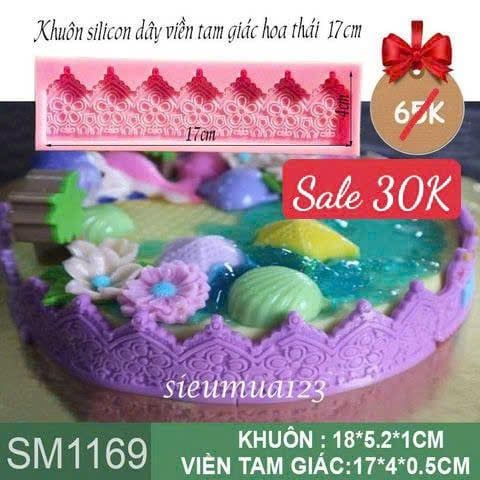 Khuôn silicon dây viền tam giác hoa  thái 17cm ( SM1169 )