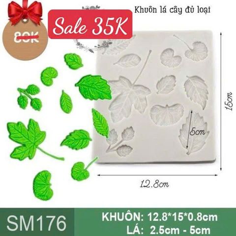 Khuôn silicon lá cây đủ loại 2,5cm - 5cm ( SM176 )