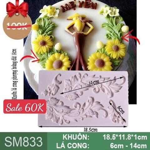 Khuôn silicon lá cong phượng hoàng dài 14cm ( SM833 )