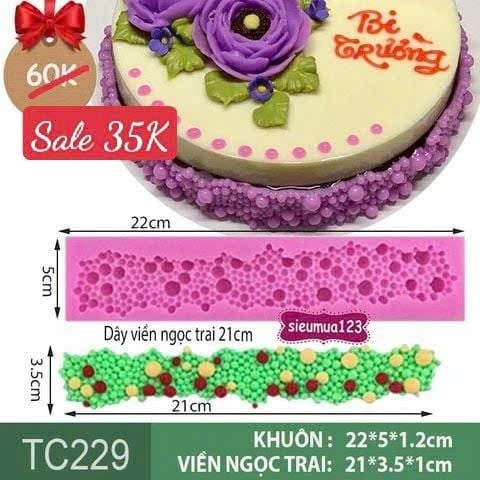 Khuôn silicon dây viền ngọc trai 21cm ( TC229 )