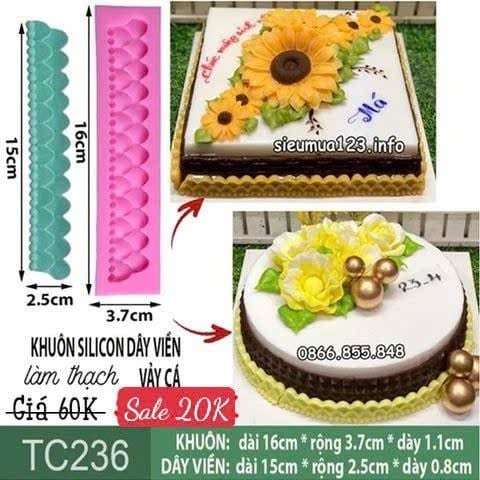 Khuôn silicon dây viền vảy cá 15cm ( TC236 ) khuôn hồng