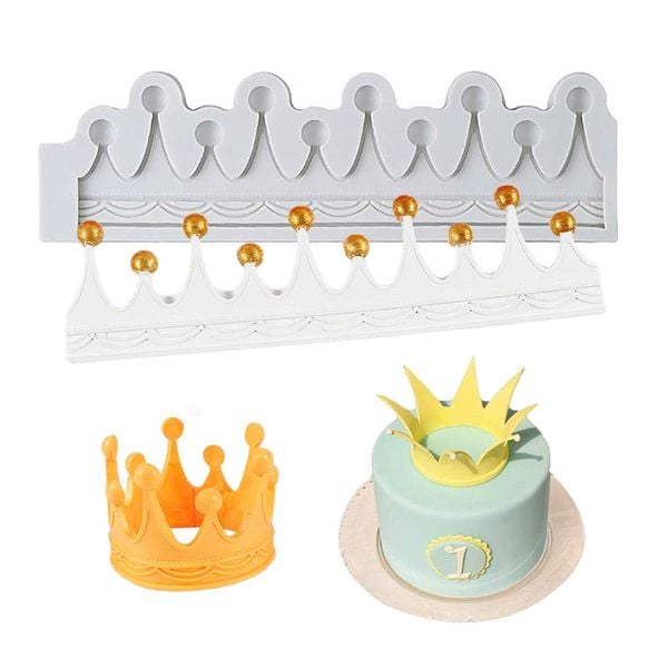 Khuôn silicon dây viền vương miện dài 20cm ( SM1974 ) màu xám