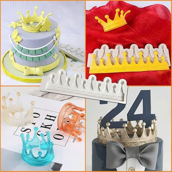 Khuôn silicon dây viền vương miện dài 20cm ( SM1974 ) màu xám