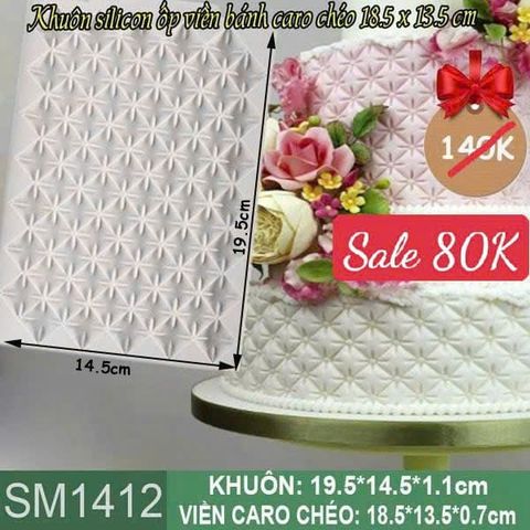 Khuôn silicon ốp viền bánh caro chéo 18,5cm ( SM1412 )