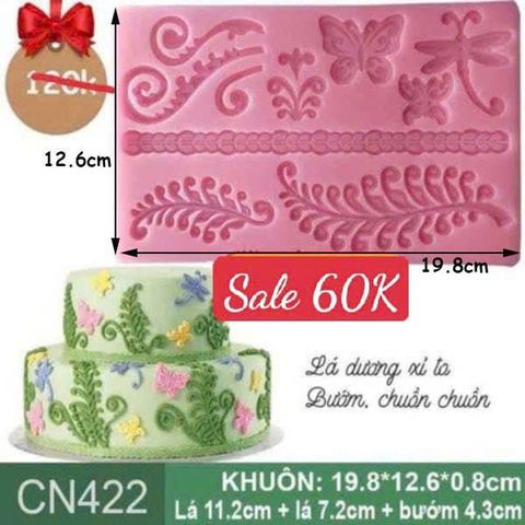 Khuôn silicon ốp viền lá dương xỉ và con bướm ( CN422 )
