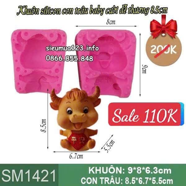 Khuôn silicon làm rau câu con trâu Bình An 8,5cm ( SM1241 )