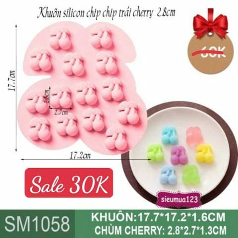 Khuôn silicon chip chip trái cherry 2,8cm ( SM1058 )