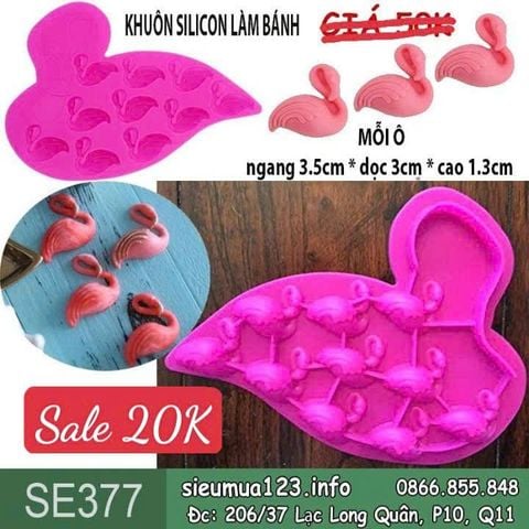 Khuôn silicon 10 con chim hồng hạc 3,5cm ( SE377 )