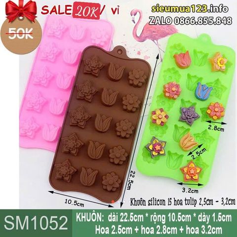 Khuôn silicon 15 hoa tulip 2,5cm - 3,2cm ( SM1052 )