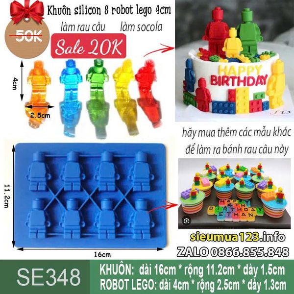 Khuôn silicon 8 robot lego 4cm ( SE348 ) còn 3 cái